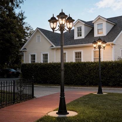 Three-Head Street Lamp Post Lights Waterproof Aluminum European-Style