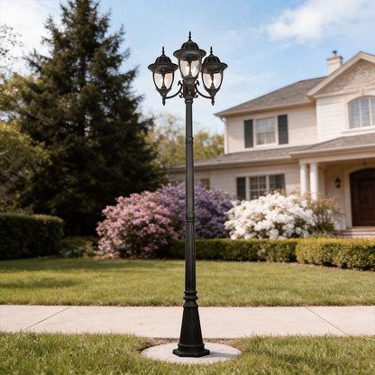 Three-Head Street Lamp Post Lights Waterproof Aluminum European-Style
