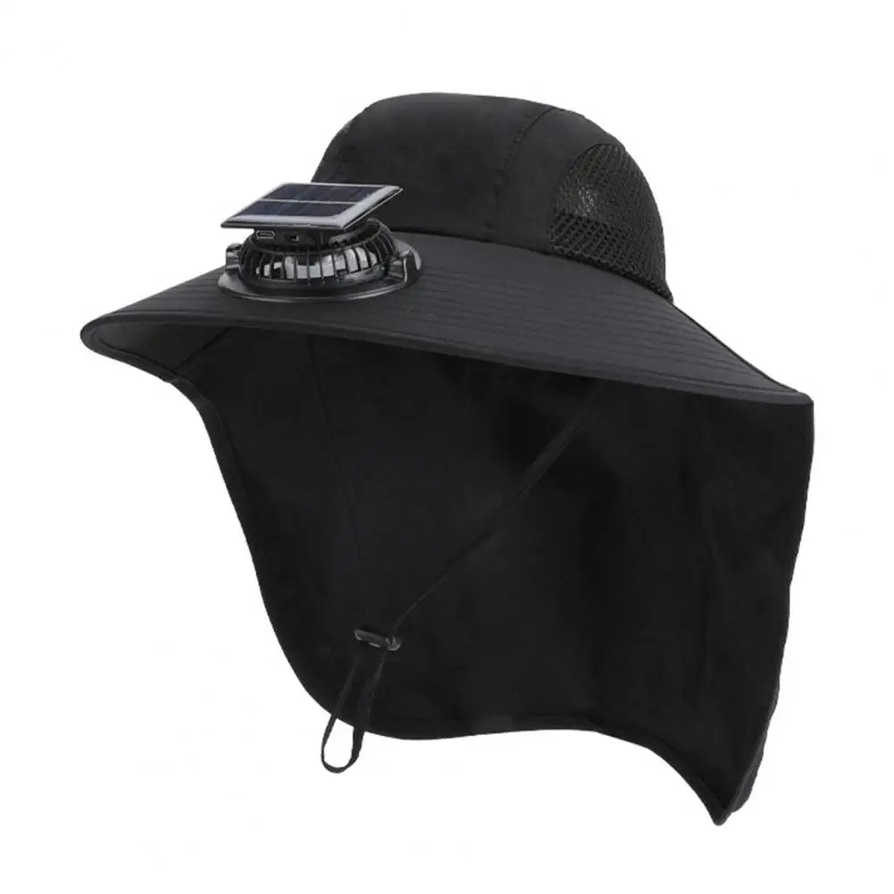 Solar Fan Hat Wide Brim with Dual Built-In Fans – UV Protection Cooling Sun Hat for Outdoor Sports
