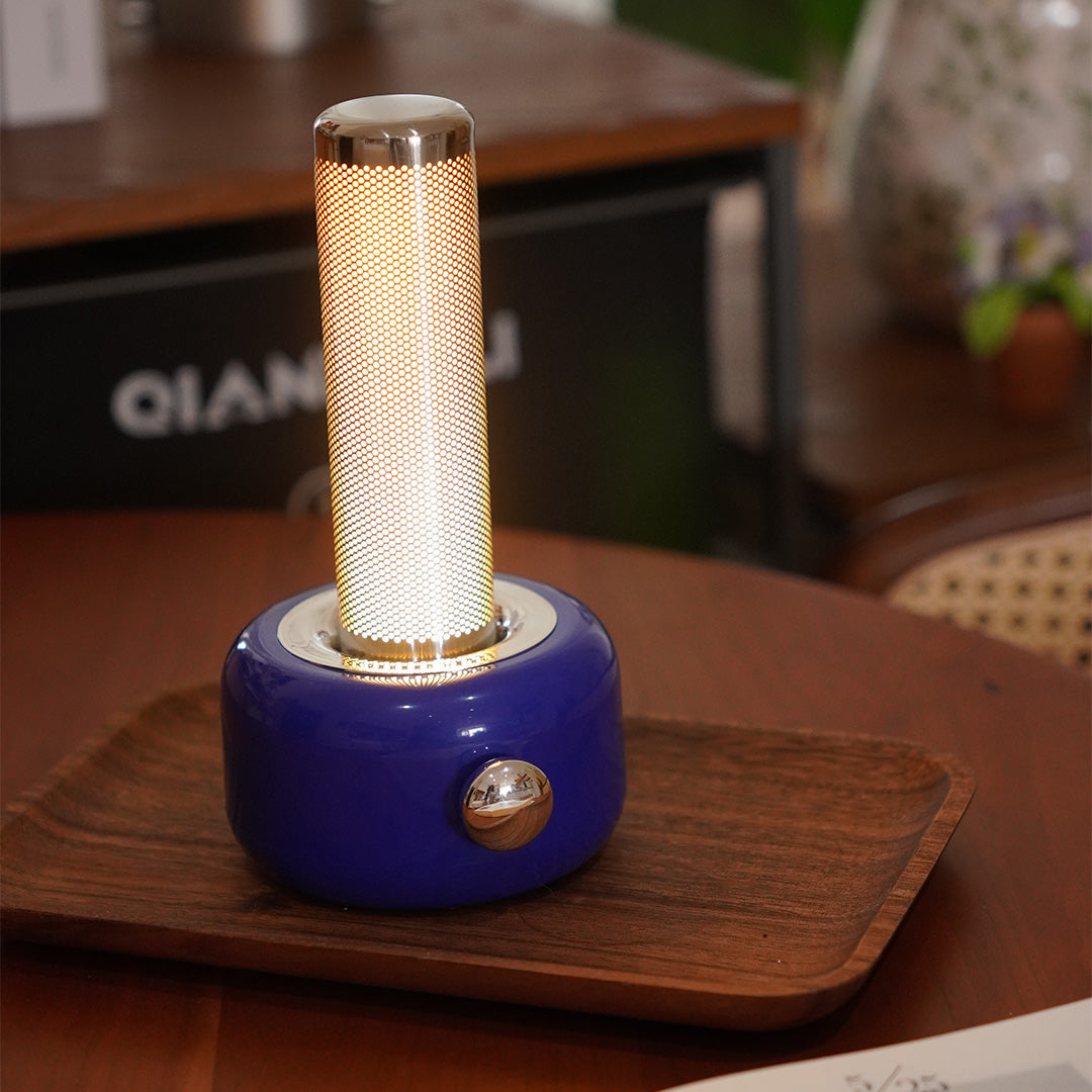 Sleek Metal Ambient Table Lamp with Audio and RGB Lighting - Minimalist Design
