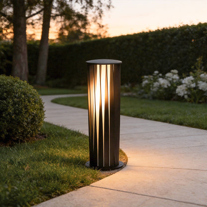 Bollard Path Light Geometric Black Cage Solar LED Light