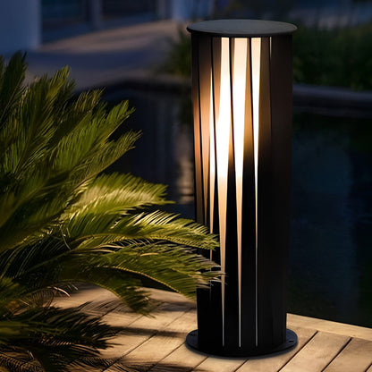 Bollard Path Light Geometric Black Cage Solar LED Light
