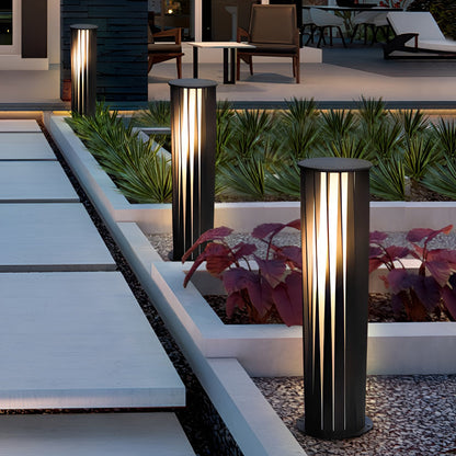 Bollard Path Light Geometric Black Cage Solar LED Light