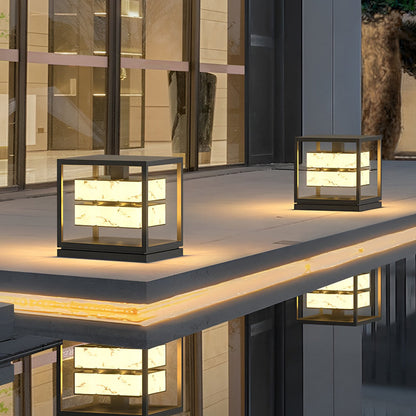 Brick Pillar Solar Lights Square Waterproof Metal Light