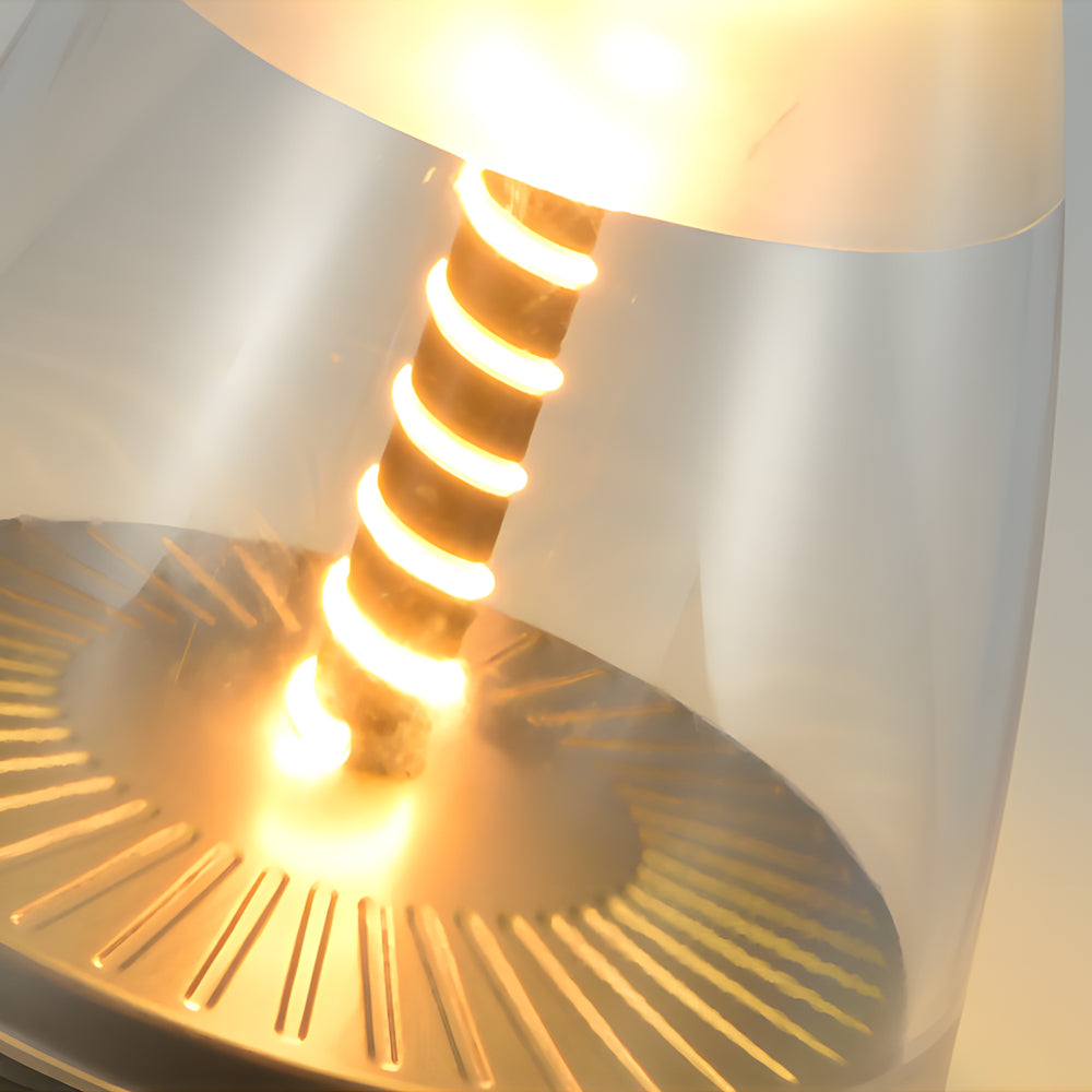 Spiral LED Outdoor Table Lamp – Battery-Powered Rechargeable Portable Patio Light with Touch Control