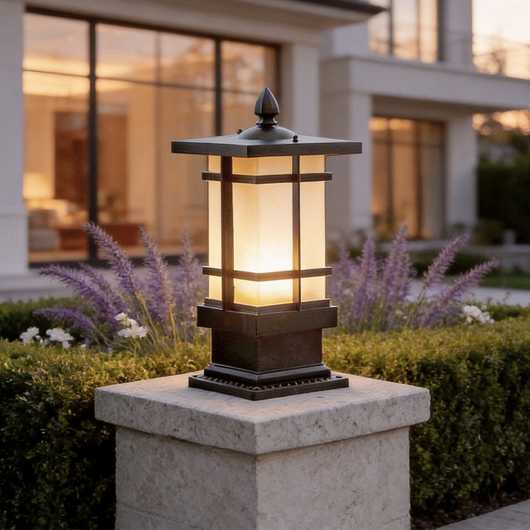 Garden Bollard Lighting Vintage Pavilion Style Black Outdoor Light