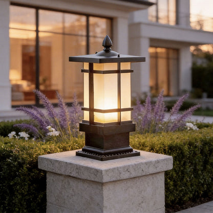 Garden Bollard Lighting Vintage Pavilion Style Black Outdoor Light