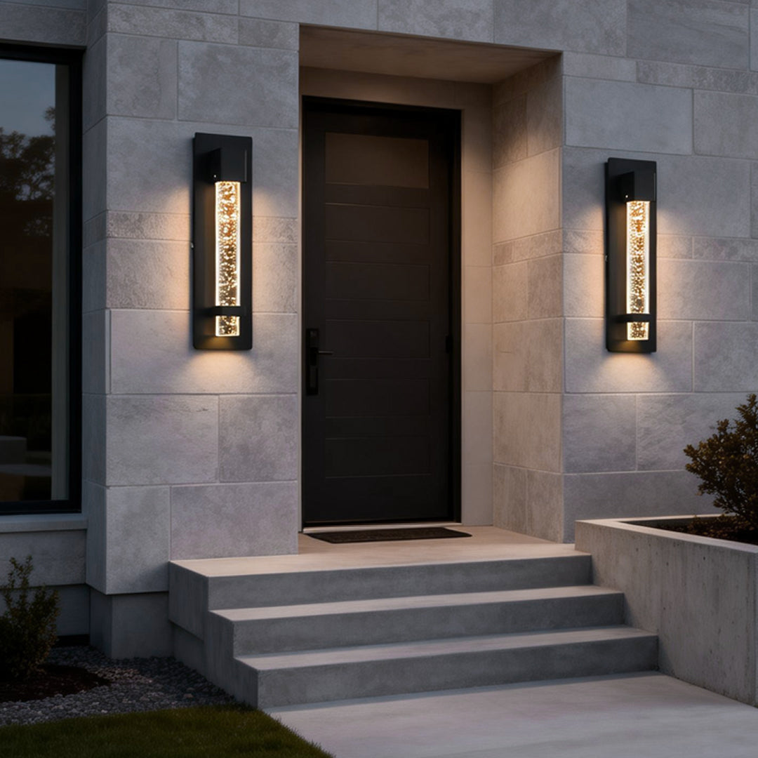 Bubble Wall Sconce Waterproof Modern Black Crystal Glass Outdoor Light