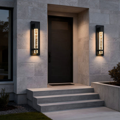 Bubble Wall Sconce Waterproof Modern Black Crystal Glass Outdoor Light