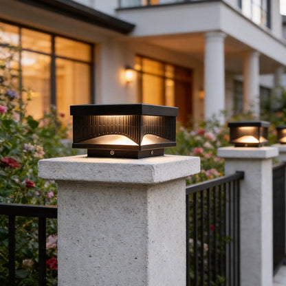 Square Outdoor Pillar Lights Stripe Decorative LED Light
