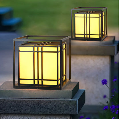 Caged Pillar Lights Vintage Square Waterproof LED Light