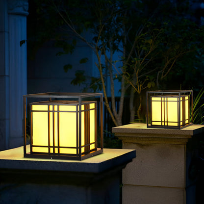 Caged Pillar Lights Vintage Square Waterproof LED Light