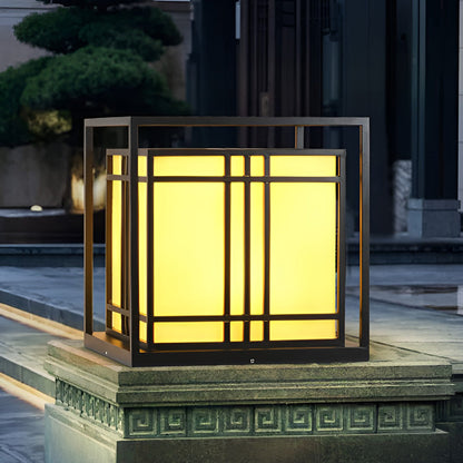 Caged Pillar Lights Vintage Square Waterproof LED Light