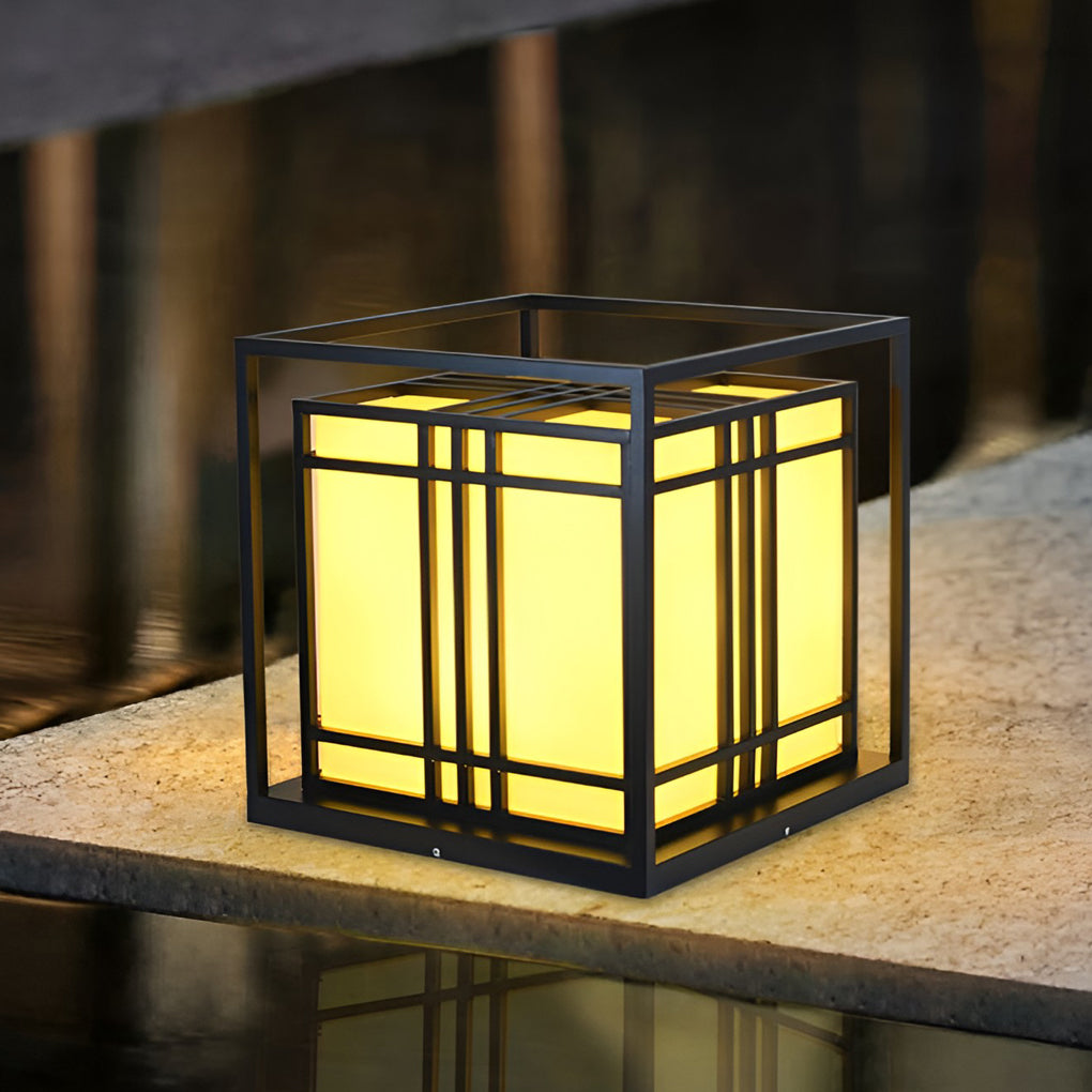 Caged Pillar Lights Vintage Square Waterproof LED Light