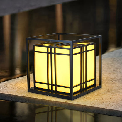 Caged Pillar Lights Vintage Square Waterproof LED Light