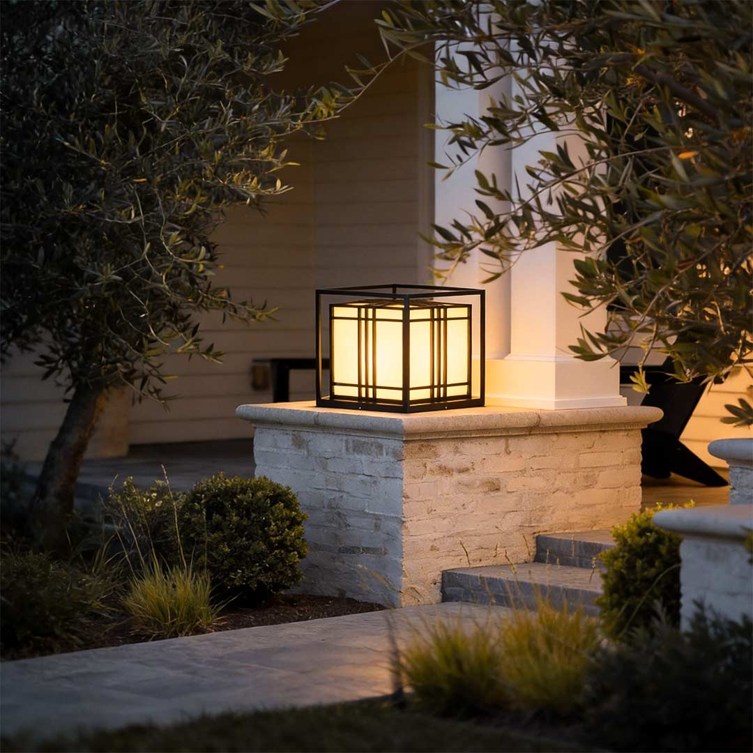 Caged Pillar Lights Vintage Square Waterproof LED Light