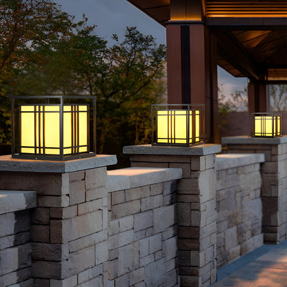 Caged Pillar Lights Vintage Square Waterproof LED Light