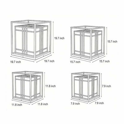 Caged Pillar Lights Vintage Square Waterproof LED Light