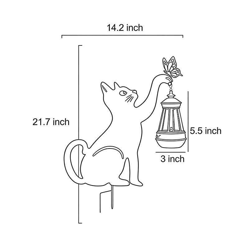 Cat Silhouette Light Iron Waterproof Smart LED Solar Light