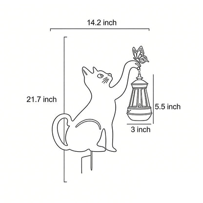 Cat Silhouette Light Iron Waterproof Smart LED Solar Light