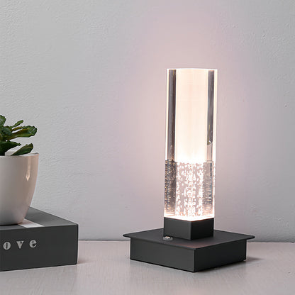 Cordless Square Table Lamp with Bubble Modern Design, Dimmable LED Nightstand Light