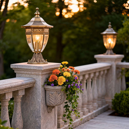 Glass Pillar Light European Style Outdoor Waterproof Lamp