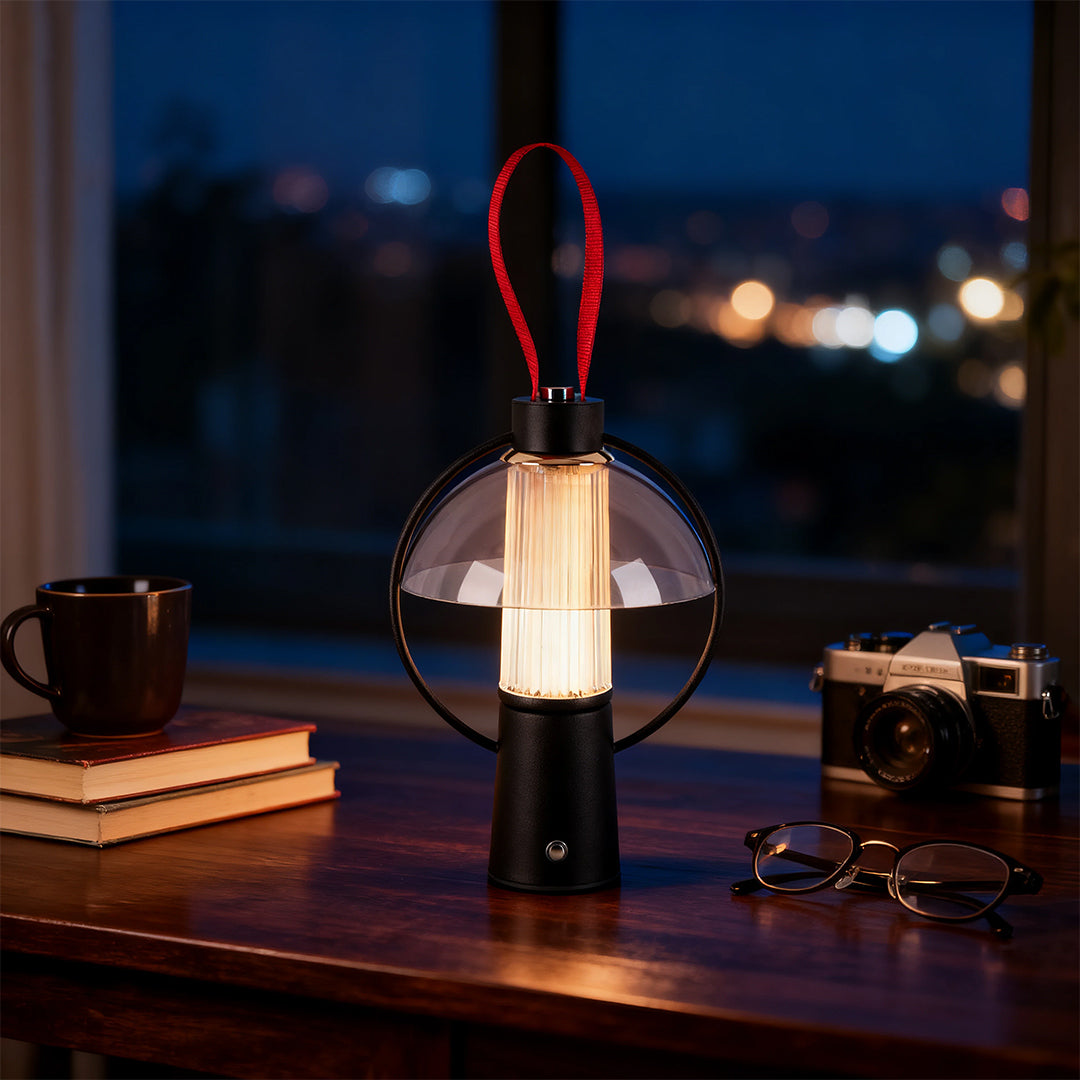 Round Table Lamp with Iron Body and Acrylic Shade – Decorative Lighting