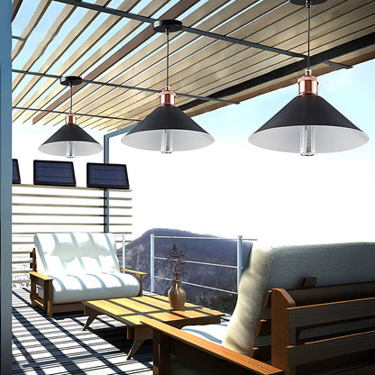 Black Outdoor Pendant Light Solar Waterproof LED Ceiling Light