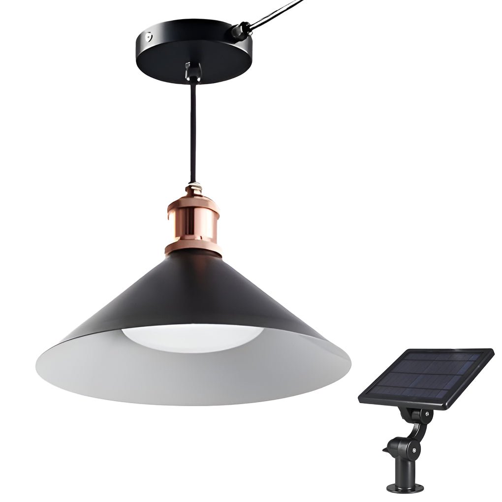 Black Outdoor Pendant Light Solar Waterproof LED Ceiling Light