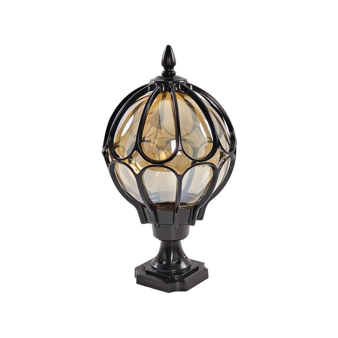Outdoor Globe Pillar Lights Retro Glass Globe – Waterproof Black & Bronze Fence Post Cap Light