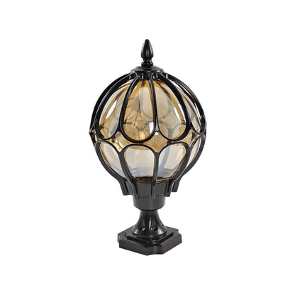 Outdoor Globe Pillar Lights Retro Glass Globe – Waterproof Black & Bronze Fence Post Cap Light