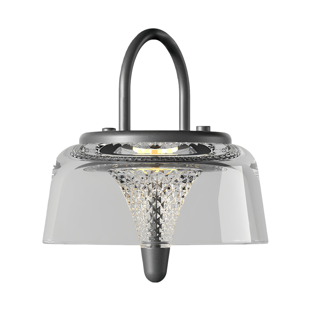 Clear Solar LED Pendant Lights – Geometric Acrylic Hanging Light with 3-Step Dimming for Patio & Outdoor