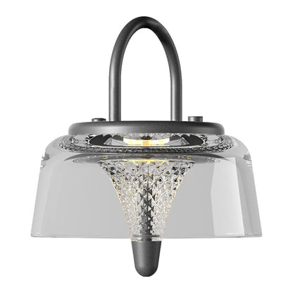 Clear Solar LED Pendant Lights – Geometric Acrylic Hanging Light with 3-Step Dimming for Patio & Outdoor