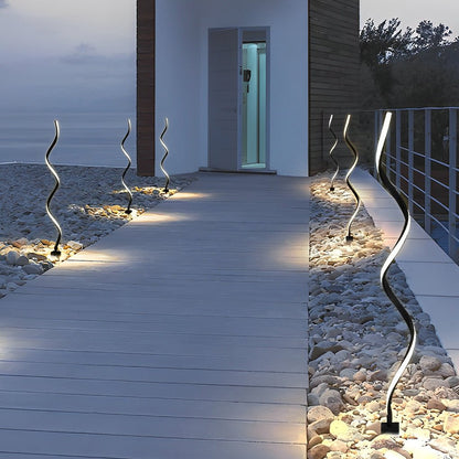 Spiral LED Path Light Modern Black Waterproof Lawn Light