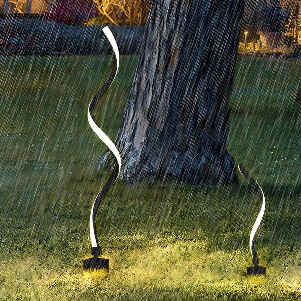 Spiral LED Path Light Modern Black Waterproof Lawn Light