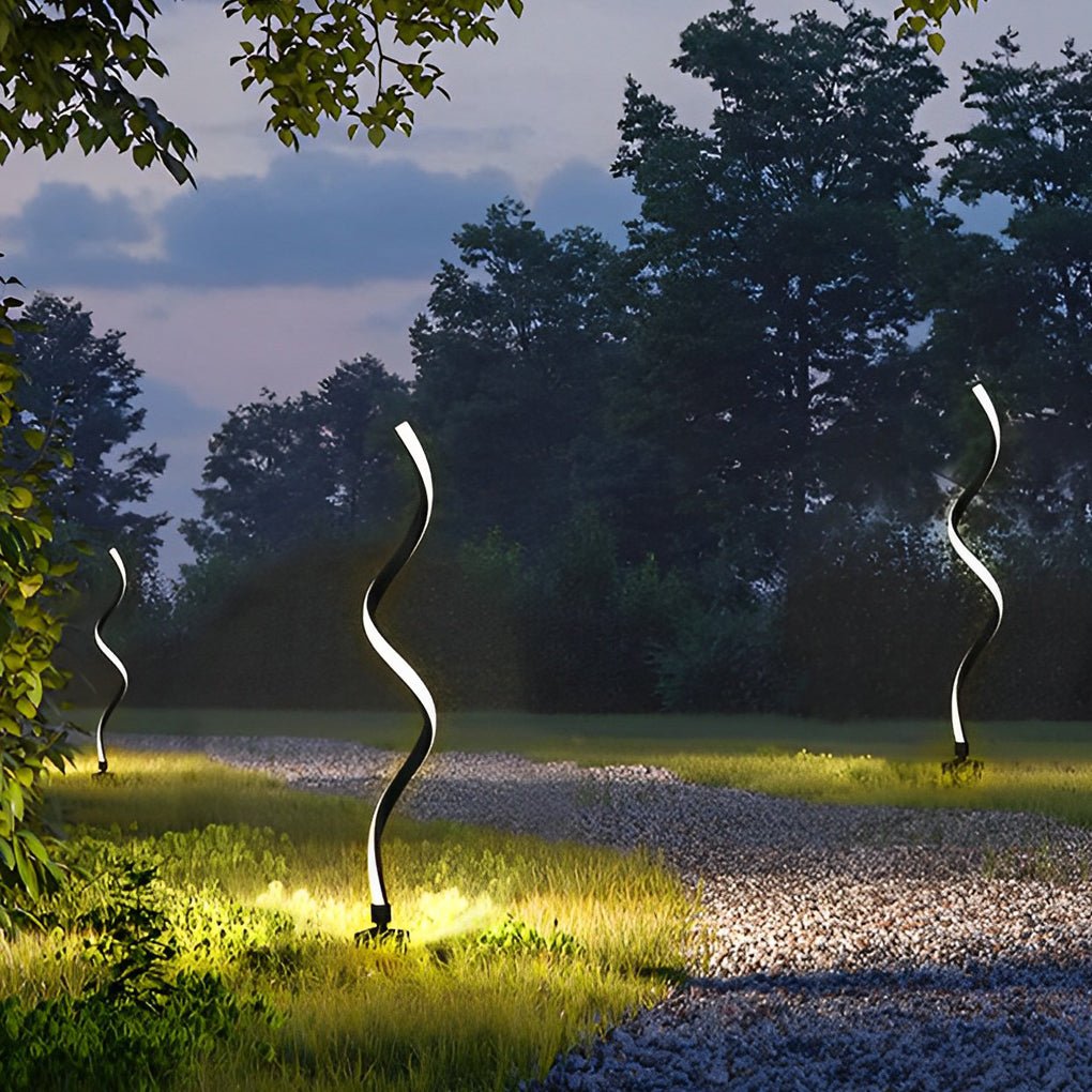 Spiral LED Path Light Modern Black Waterproof Lawn Light