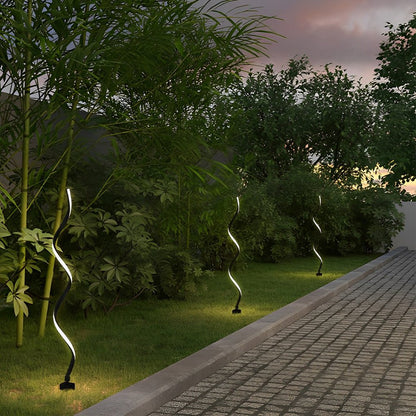 Spiral LED Path Light Modern Black Waterproof Lawn Light