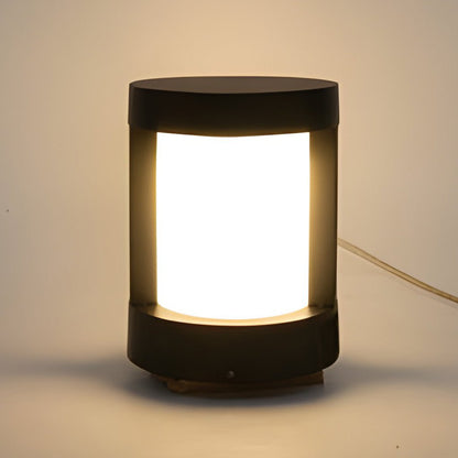Bollard Landscape Lights Modern Black LED Cylindrical Light