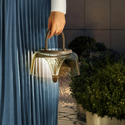 Clear Solar LED Pendant Lights – Geometric Acrylic Hanging Light with 3-Step Dimming for Patio & Outdoor