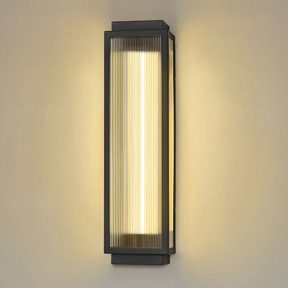 Reeded Glass Light Rectangular LED Modern Outdoor Wall Light