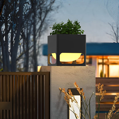 Concrete Pillar Lights Planter-Integrated Outdoor Post Light