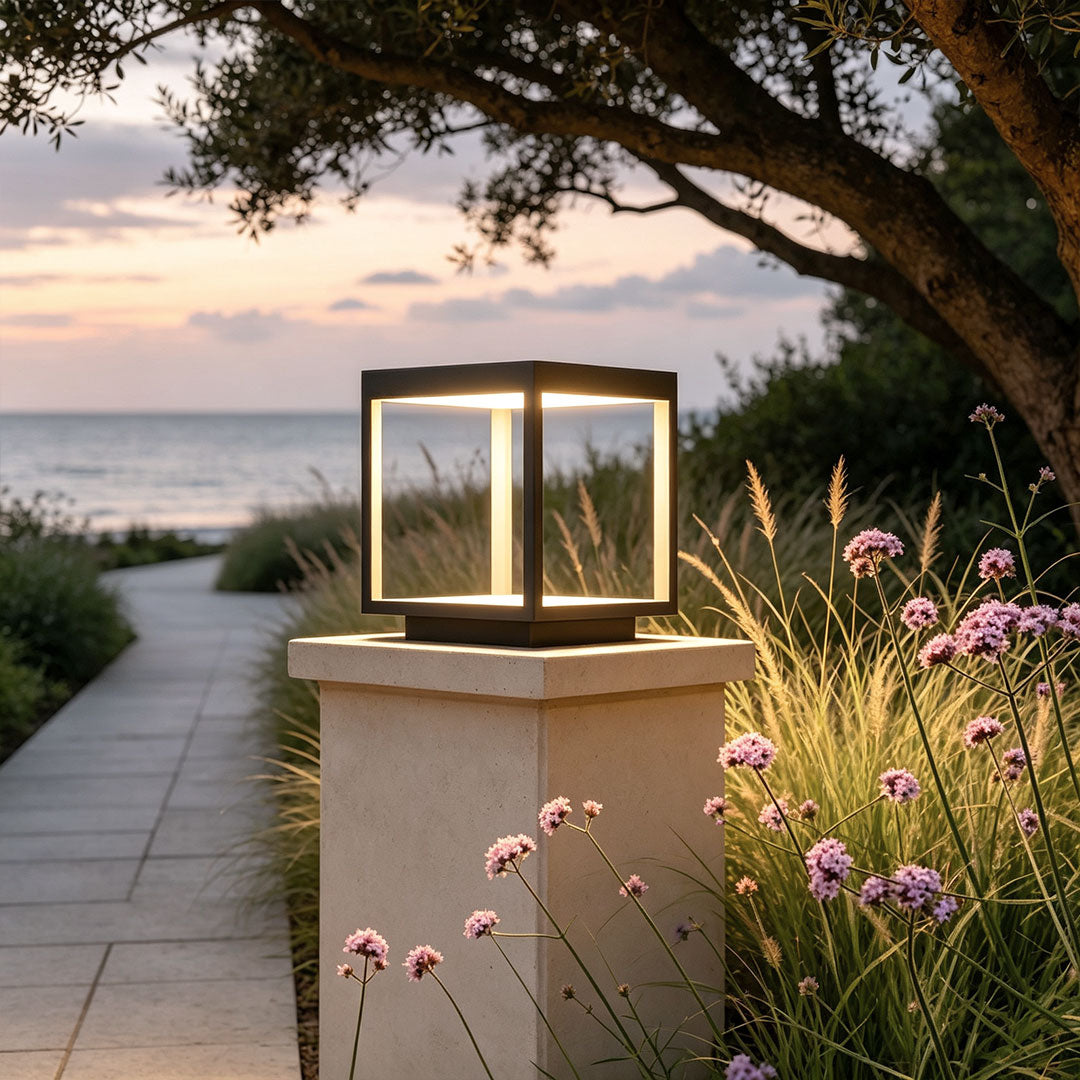 Concrete Pillar Lights Modern Open-Frame Square LED Light