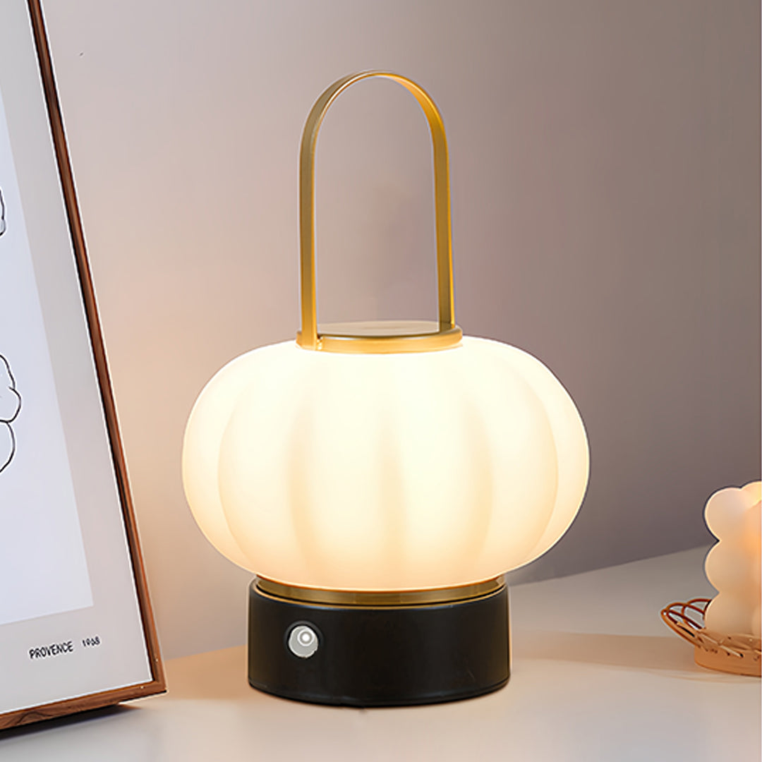 Nordic Lantern Table Lamp with LED & USB Charging – 3-Step Dimmable Atmosphere Accent Light for Bedroom