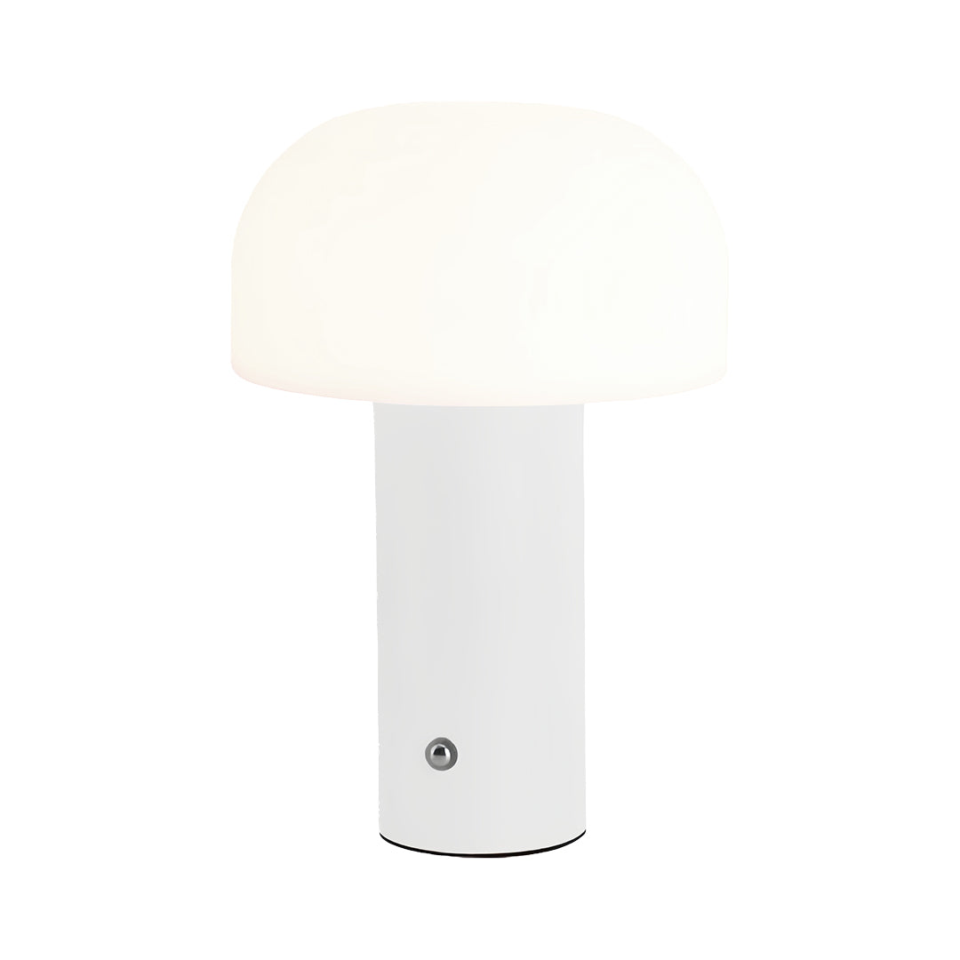 Nordic Mushroom-Shade Iron Table Lamp – Dimmable Rechargeable LED Novelty Accent Light for Bedroom & Living Room