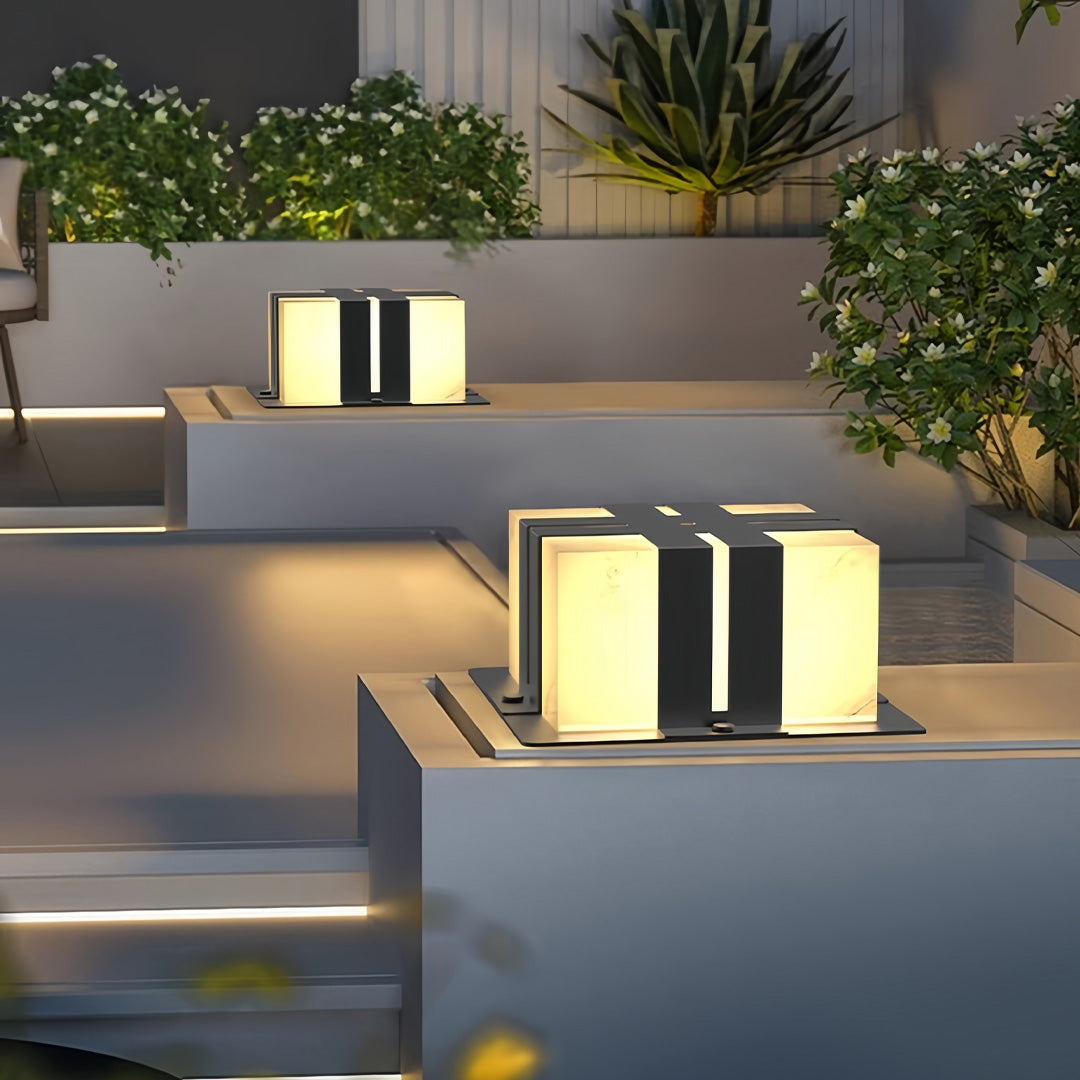 Outdoor Pillar Mounted Lights Landscape Fake Marble Lamp