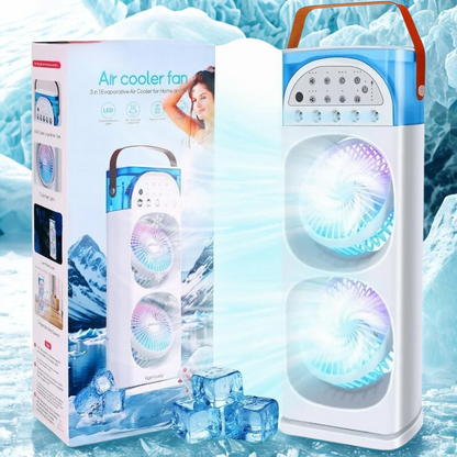 4-in-1 Portable Evaporative Cooler with Humidifier, LED Light & Mist – Quiet USB Personal Cooling Fan