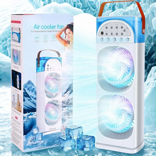 4-in-1 Portable Evaporative Cooler with Humidifier, LED Light & Mist – Quiet USB Personal Cooling Fan