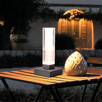 Cordless Square Table Lamp with Bubble Modern Design, Dimmable LED Nightstand Light