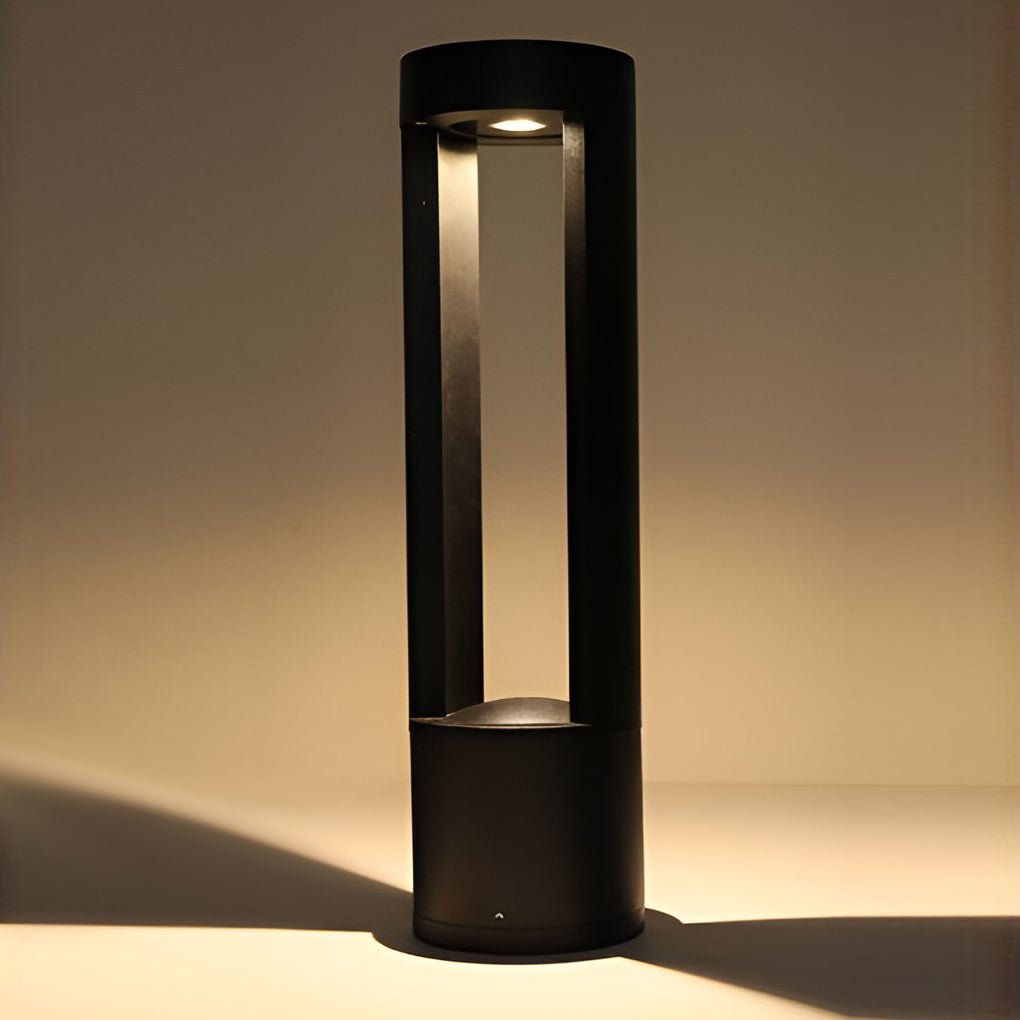 LED Light Bollard Outdoor Hollow Cylindrical Black Fixture