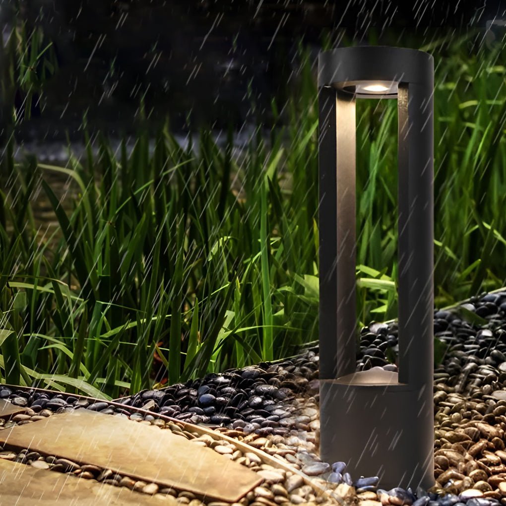 LED Light Bollard Outdoor Hollow Cylindrical Black Fixture